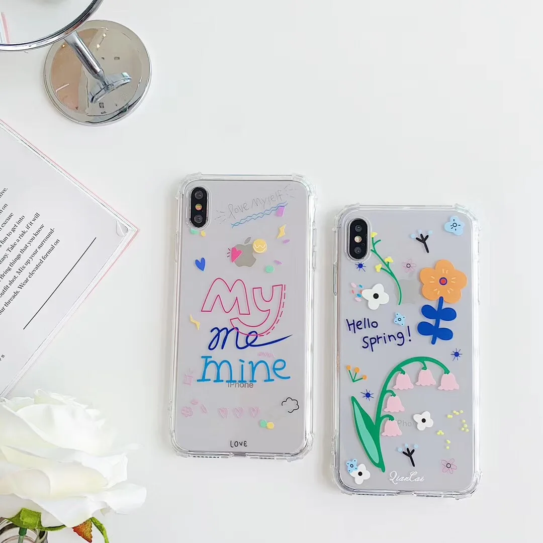 

Garden small fresh lovely flowers English design phone case For iphone Xs MAX XR X 7 8 plus fun couple soft TPU back Cover Capa