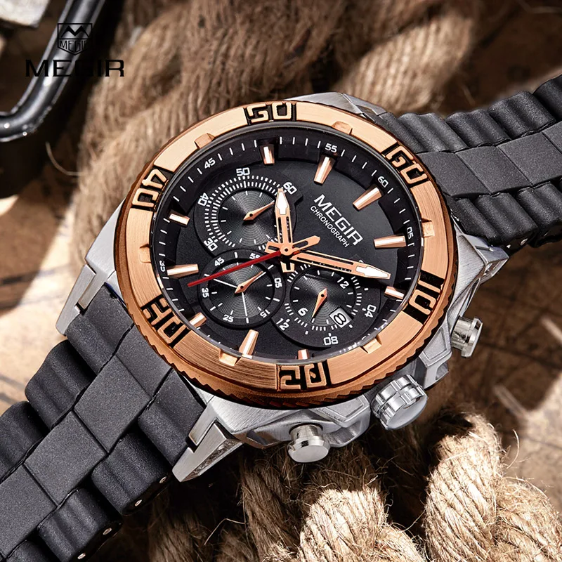 Prix pour 2016 de MEGIR Hommes Montres Top Marque De Luxe En Acier Bande de Silicone Étanche Lumineux Chronograp Quartz-montre hommes Sport Montre-Bracelet Prix pour 2016 de MEGIR Hommes Montres Top Marque De Luxe En Acier Bande de Silicone Étanche Lumineux Chronograp Quartz-montre hommes Sport Montre-Bracelet