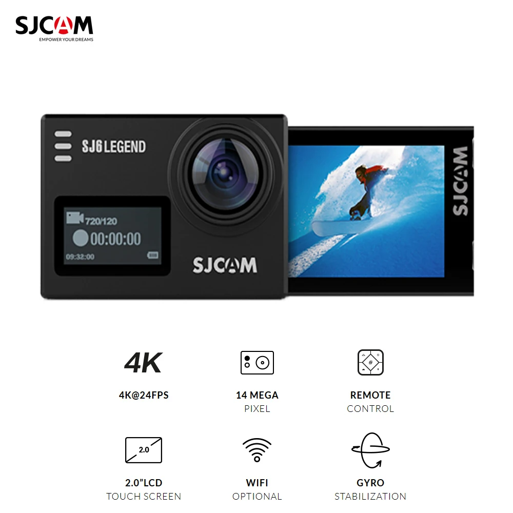 

SJCAM SJ6 Legend WiFi Action Camera 4K 24fps Ultra HD Waterproof Action Camera 2.0" Touch Screen Remote Sports DV Camera Action