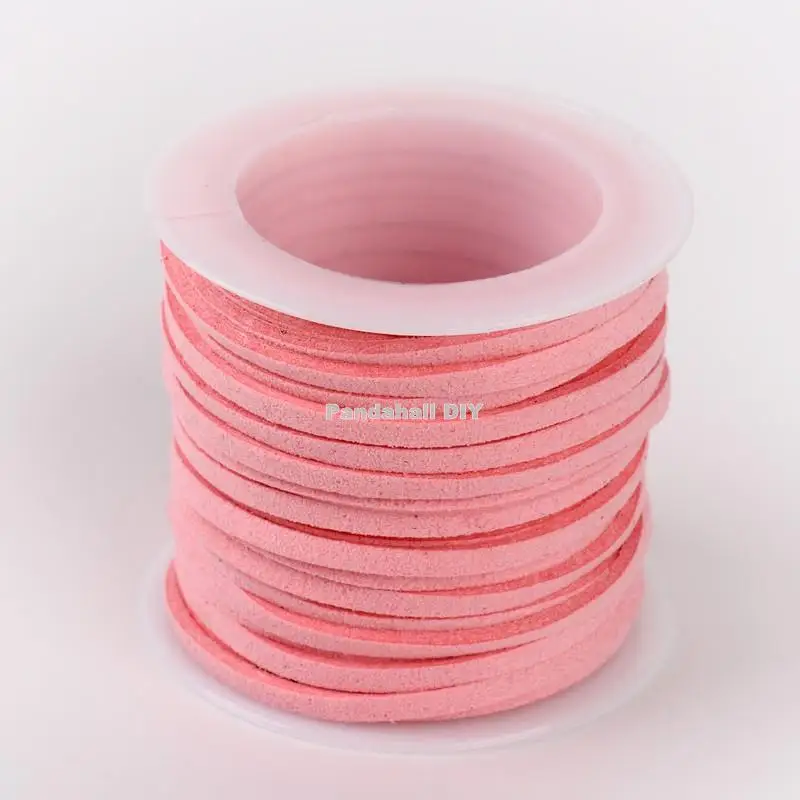 3x1,5 мм из искусственной замши Cord Jewelry findings бархат кожаный шнур для DIY Смешанные Цвет около 5 м/рулон, 25 рулонов/Лот - Цвет: Pink