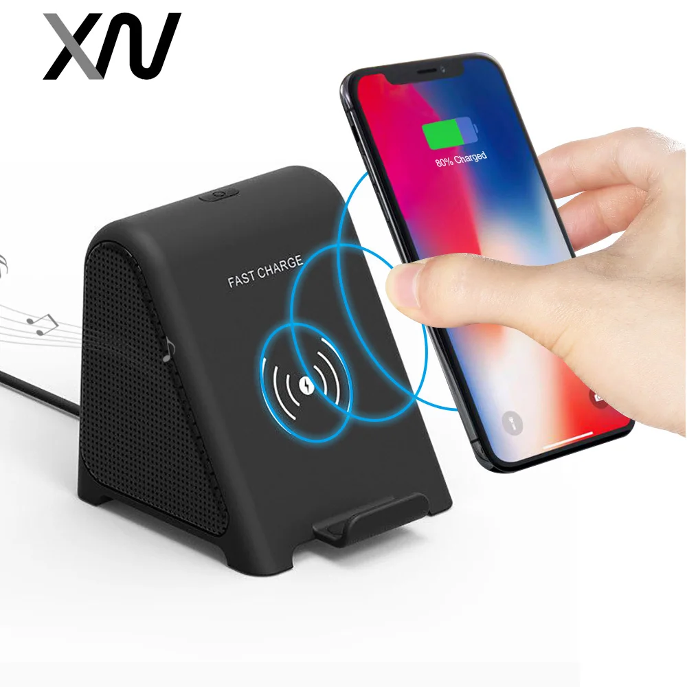 

XIAOWU 2 in 1 Bluetooth speaker and 10 W Fast Wireless Charger For Samsung /iPhone x Mobile Phone Holder for Qi function phones