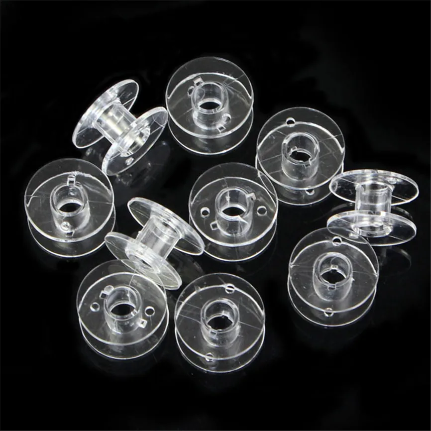Lots 10pcs Clear Plastic Empty Bobbins For Brother Janome Singer Sewing