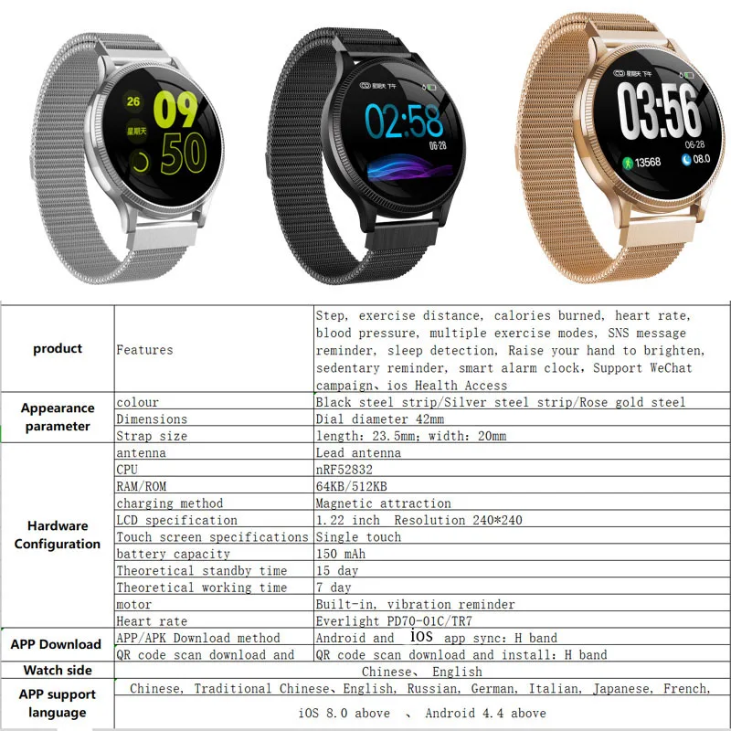 Фитнес-трекер Смарт-часы IP67 Водонепроницаемый кровяное давление Smartwatch монитор сердечного ритма спортивные часы для Android IOS