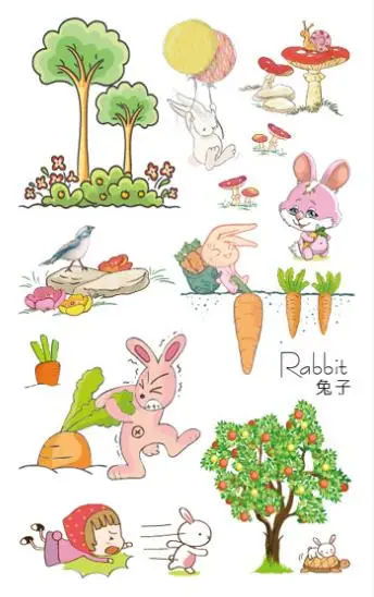 

Waterproof Temporary Tattoo Sticker Rabbit Carrot Animal Fake Tatoo Tatouage Temporaire Flash Tatto Hand Foot For Kids Children