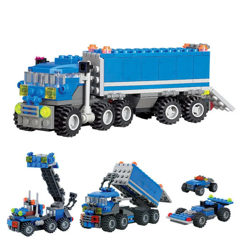 

163pcs DIY Transport Dumper Truck Assembling Toys Small Particles Building Blocks Model Early Educational Toy for Kids