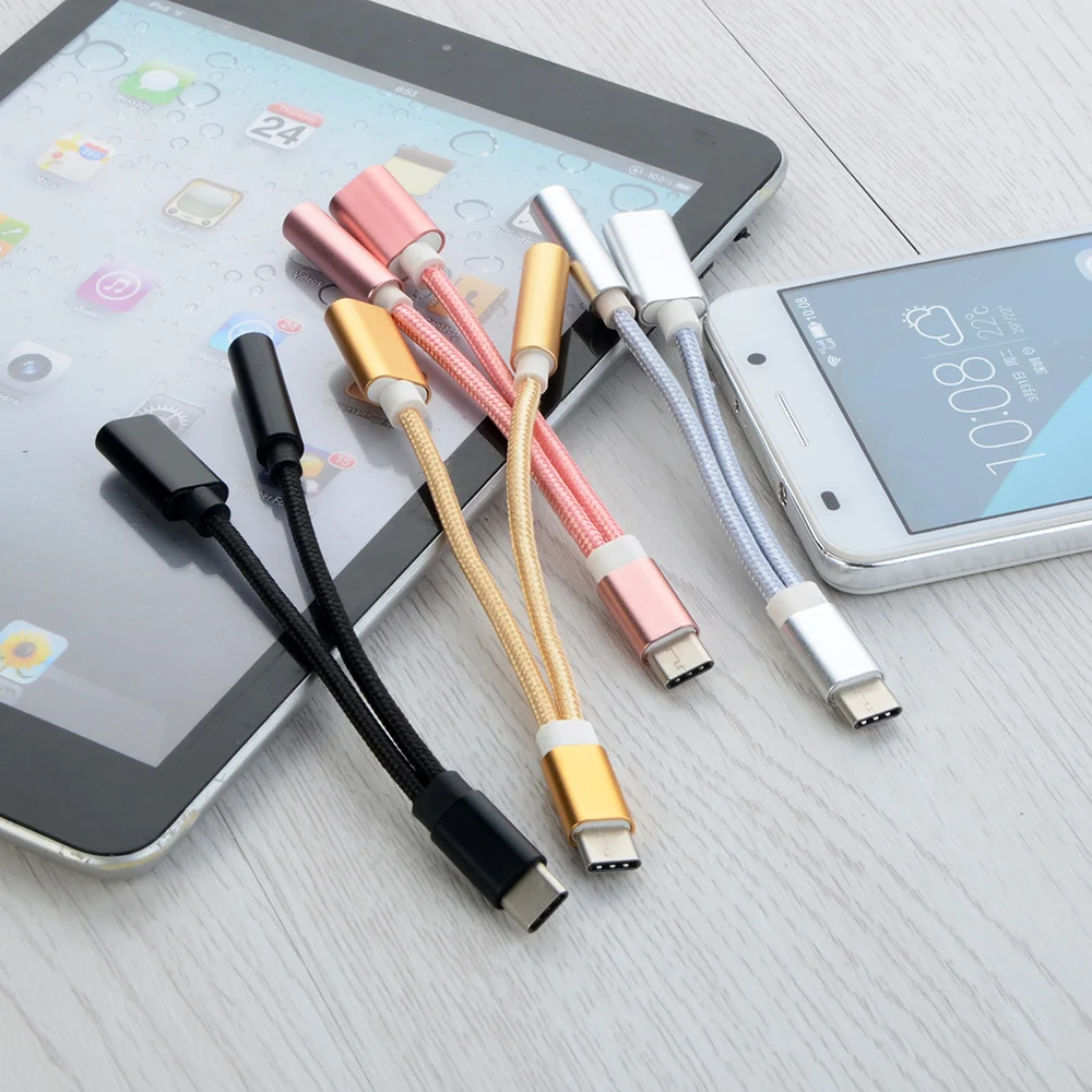 

Earphone Charging For iPhone X 7 8 Plus IOS 12 Dual Jack Audio Adapter Headphones Splitter Cable For 2 In 1 USB Type-C To 3.5MM
