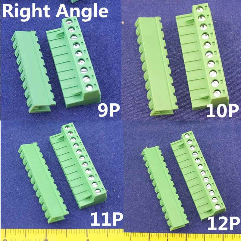 

Free shipping 2 set ht5.08 9/10/11/12pin Right angle Terminal plug type 300V 10A 5.08mm pitch connector pcb screw terminal block