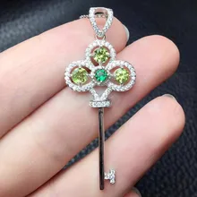 Натуральный кулон из перидота,, серебро 925 пробы, натуральный настоящий перидот, ключ стиль 0.4ct* 3 шт, драгоценный камень# T18060703