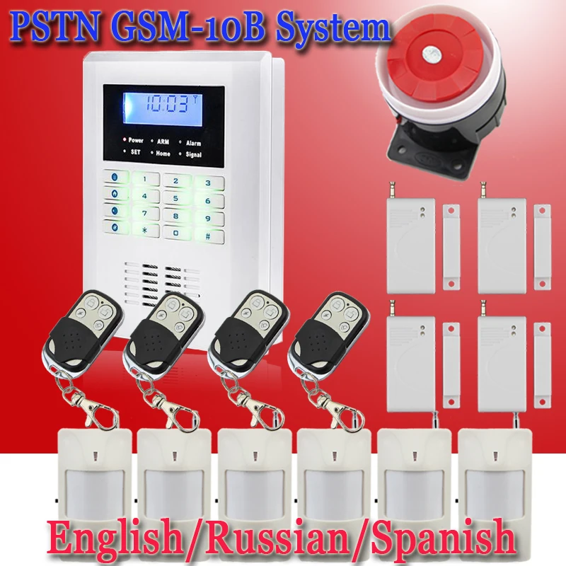 

Free shipping 101 zone wireless wired home GSM alarm system LCD dispaly without original packing support English/Russian/Spanish