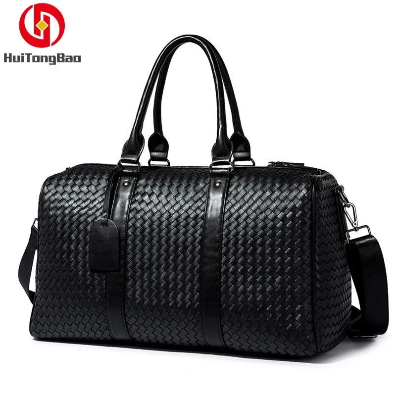  Man Fashion Travelling Knitting Casual Tote Business Men Portable Single Shoulder Weave Bags Luxury