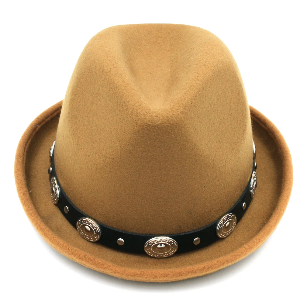 Mistdawn Мода мужская фетровая Кепки фетровой шляпе полушерстяные Bowler Кепки s Подвески Кожаный ремешок - Цвет: Khaki