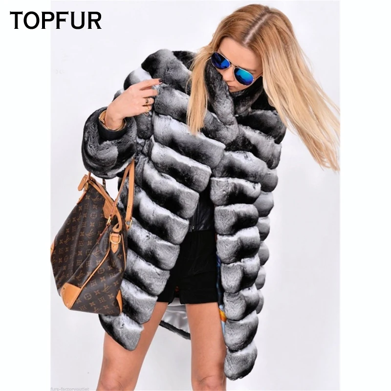 TOPFUR Fashion New Natural Real Fur Coat Women With Fur Collar Top Quality Winter Rex Rabbit Fur Coat Luxury Rex Rabbit Fur Coat TOPFUR Fashion New Natural Real Fur Coat Women With Fur Collar Top Quality Winter Rex Rabbit Fur Coat Luxury Rex Rabbit Fur Coat