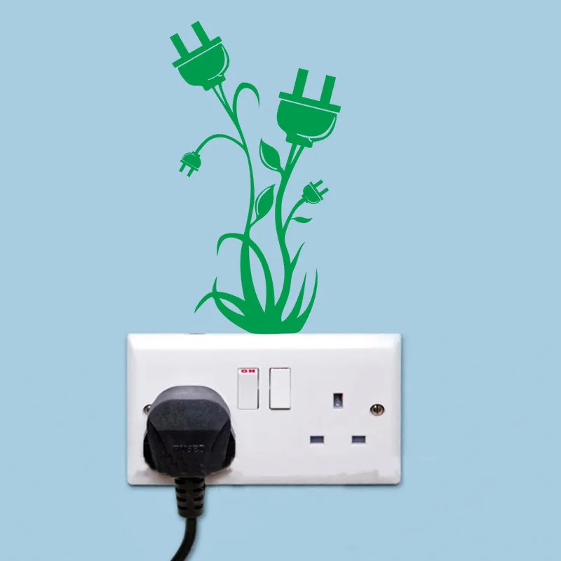 Funny Plug Flower Floral Switch Sticker Home Decoration 3121 Wall Decals Room decor Murals Poster | Дом и сад