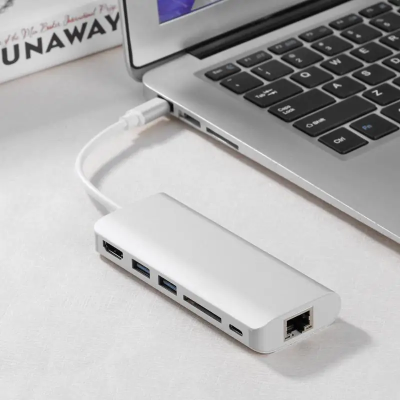 

VODOOL 6 in 1 USB 3.1 HUB Type C to HDMI USB 3.0 RJ45 SD TF Type C Adapter Converter Cable for Macbook Pro for Google Chromebook