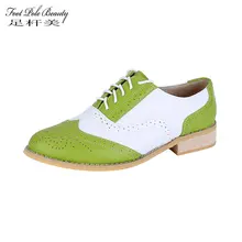 Брендовая женская обувь Туфли-оксфорды из натуральной кожи для женская обувь Для женщин плоская подошва обувь ручной работы большой размер кожа Обувь