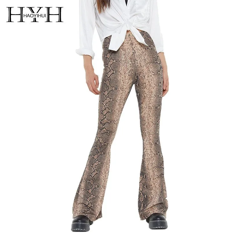 

HYH Haoyihui 2019 New Arrival Western Style Sexy Personality H Type Snake Print High Waist Summer Women Wholesale Boot Cut Pant