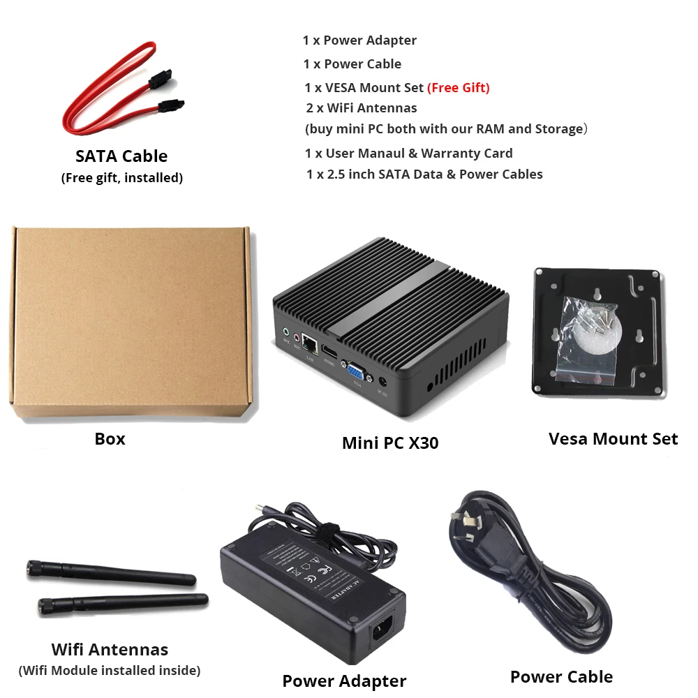  xcy Fanless Mini PC computer Windows 10 Core i3 4010Y i5 4210Y i7 4610Y Dual Cores WIFI HDMI VGA HT
