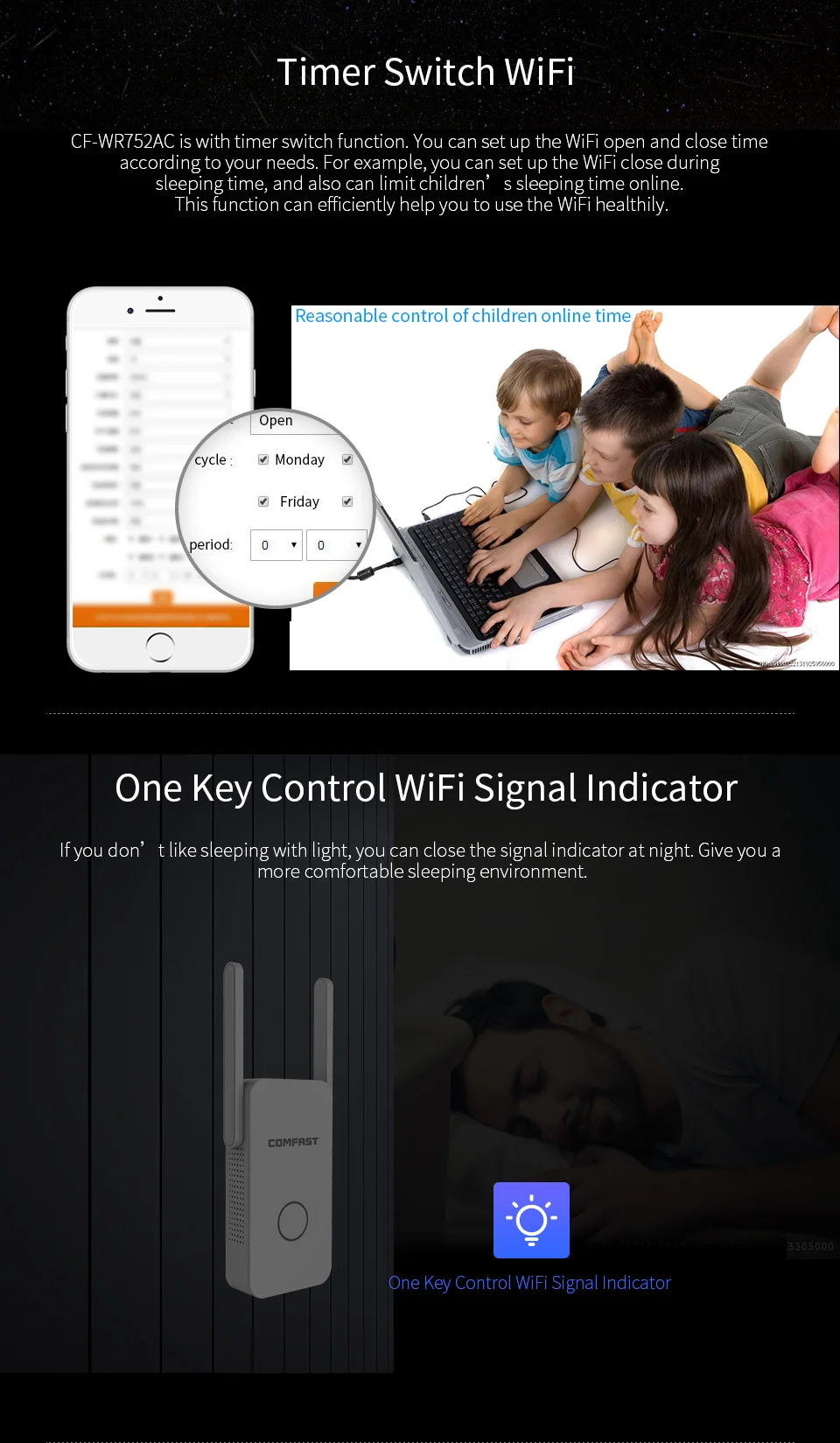 COMFAST 1200 Мбит/с 5,8G Wifi повторитель маршрутизатор 300 Мбит/с 2,4 ГГц Wifi усилитель сигнала английская прошивка усилитель Wifi маршрутизатор