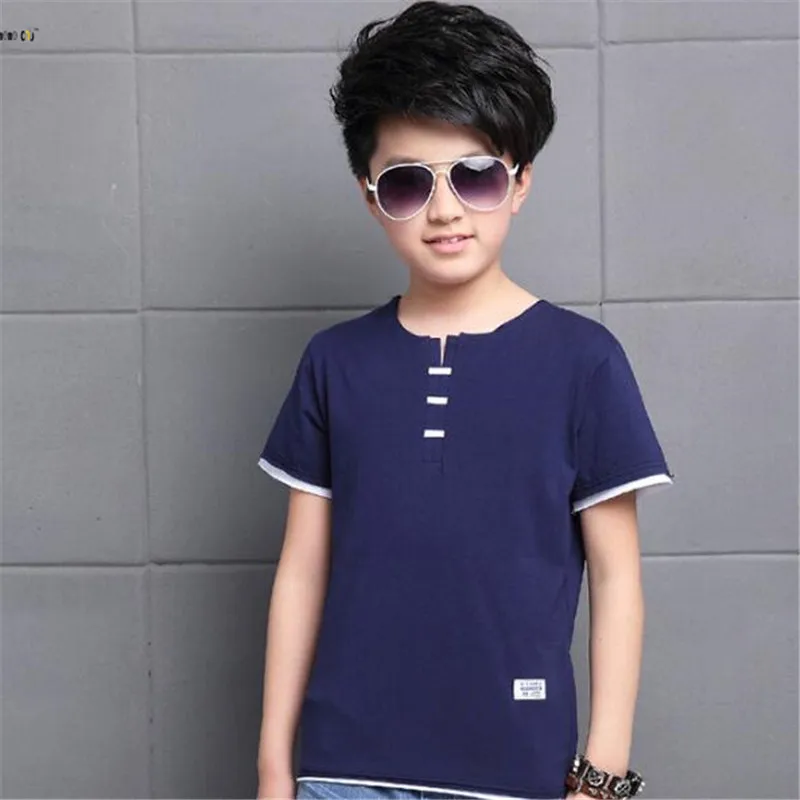Летняя футболка для мальчиков, повседневная детская одежда хлопковые топы с короткими рукавами для мальчиков, детские футболки 5, 6, 7, 8, 9, 10, 11, 12 лет