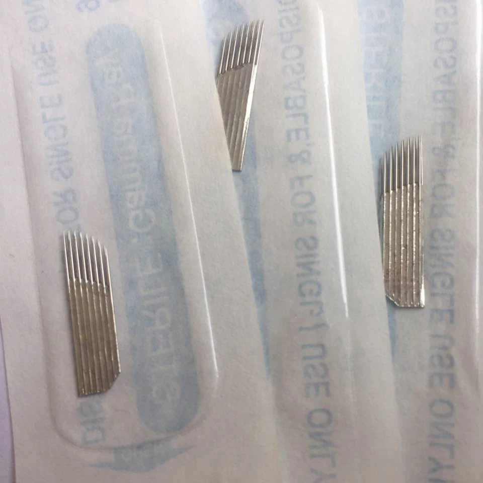 15 Prong Double deck sloped needles Permanent Makeup Manual Eyebrow Tattoo Needles Blade For 3D Embroidery Microblading Pen (1)