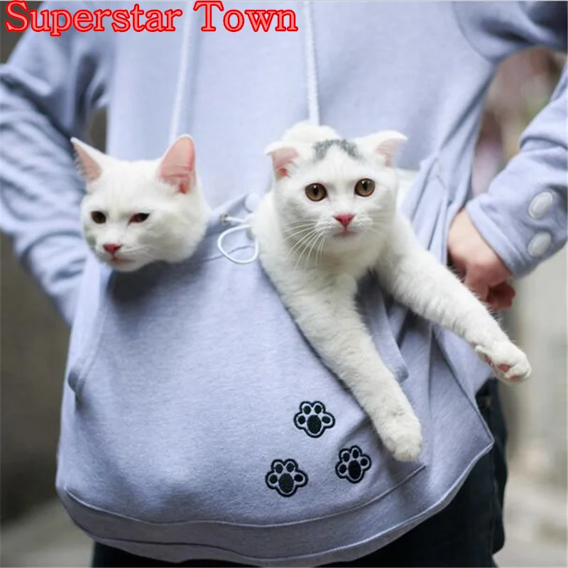 Карман Серый Cat Собак Повседневная Кофты Толстовка С Уши Neko Atsume Одежда Размер