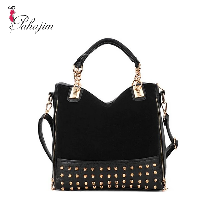  SALE Female 2017 fashion scrub rivet bag messenger bag multi-purpose big bags Free Shipping 