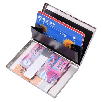 

Klsyanyo Stainless Steel Silver Metal Bank ID Card Case Box Men Women Business Credit Card Holder Case Cover wallet