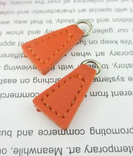 

40pcs orange leather Zipper Pull * Zip Puller*Zip Fastener*zip slider*zipper replacement free shipping customize