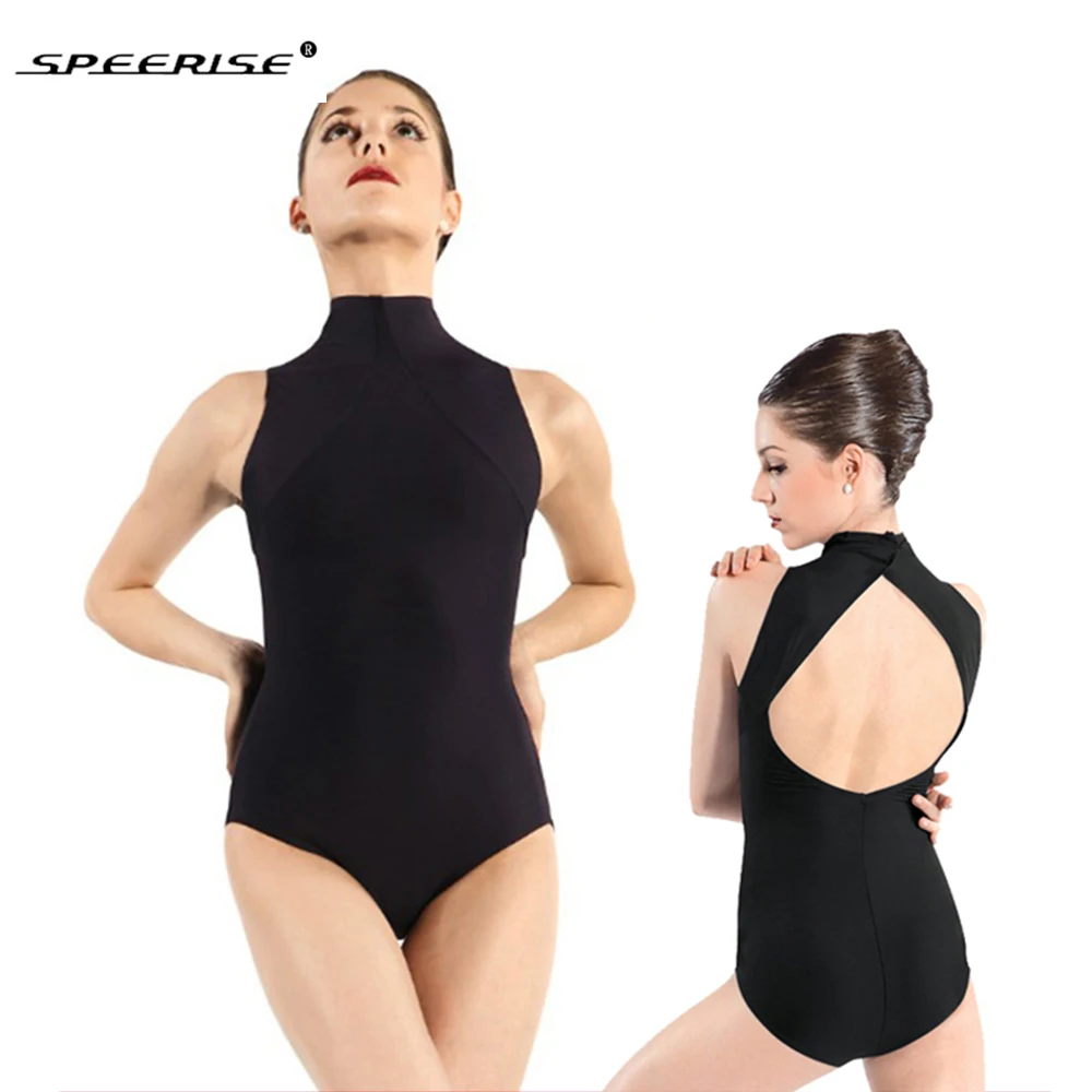 

SPEERISE Womens Performance Leotards Open Back Ballet Dance Leotard Adult Bodysuit Lycra Spandex Sleeveless Unitards Stagewear