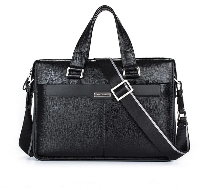 Фотография 100% Original Brand Cowhide Men Briefcases Famous Designer Genuine Leather Handbags Men Laptop Bag Real Leather Shoulder Bag