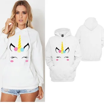 

Women Unicorn Cartoon Print Couples' Hooded Sweatshirt Hoodies Jumper Pullover With Pockets