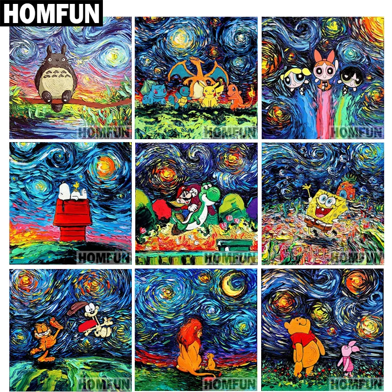 

HOMFUN Full Square/Round Drill 5D DIY Diamond Painting "artoon starry" 3D Embroidery Cross Stitch 5D Home Decor A03800