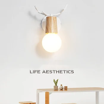 

Creative wooden lamps holder simple fashion E27 socket wall lamp bedside lamp corridor stairs aisle lamp holder Lampara
