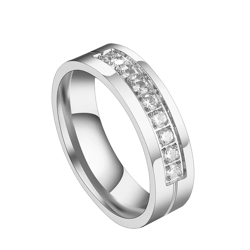 Letdiffery, обручальные кольца с кубическим цирконием, 8 мм, золото, титан, нержавеющая сталь, романтичное ювелирное изделие для женщин на годовщину - Цвет основного камня: Silver Women