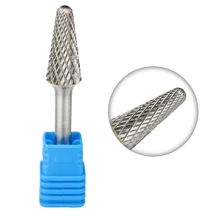 SL-4 Double Cut Tungsten Carbide Rotary Burr Bit, 14 Degree Taper Shape with Radius End 1/4