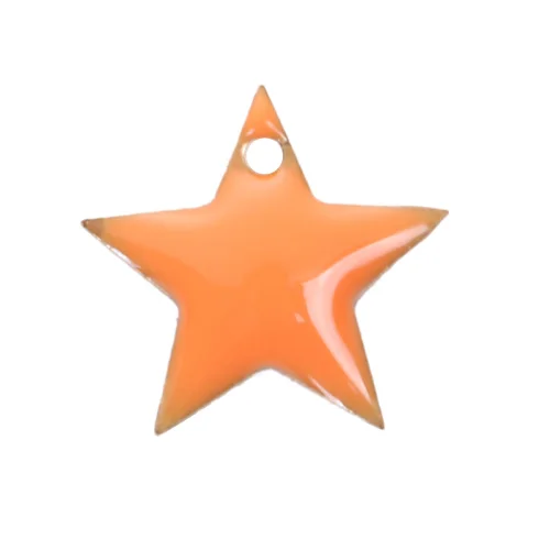 Дорин коробка Медь Многоцветный эмалированные Блёстки Талисманы со звездой Unplated эмаль DIY Компоненты 12 мм x 11 мм(3/"), 10 шт - Окраска металла: Orange