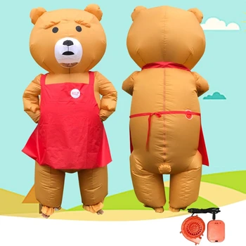 

New Adult Teddy Bear Inflatable Costume Animal Cosplay Teddy Bear Mascot Halloween Costume Fancy Dress Suit for Men Women