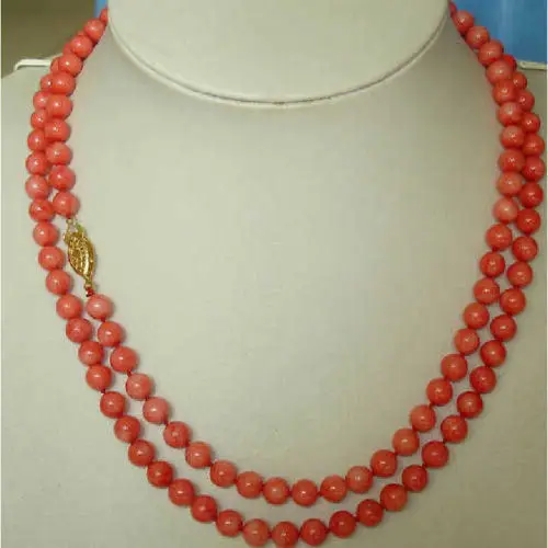 PERFECT 36 ''NEW DESIGN LONG NATURAL 6MM RED CORAL NECKLACE 14K GOLD | Украшения и аксессуары