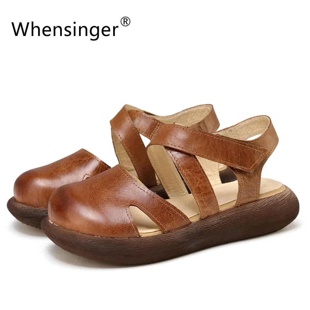 

Whensinger - 2017 New Sadals Women Fashion Genuine Leather Shoes Retro Systle 592