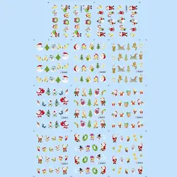 1 Лист наклейки для дизайна ногтей новый год слайдер Татуировка Рождественская вода наклейка Санта-Клаус Снеговик Полный Обертывания