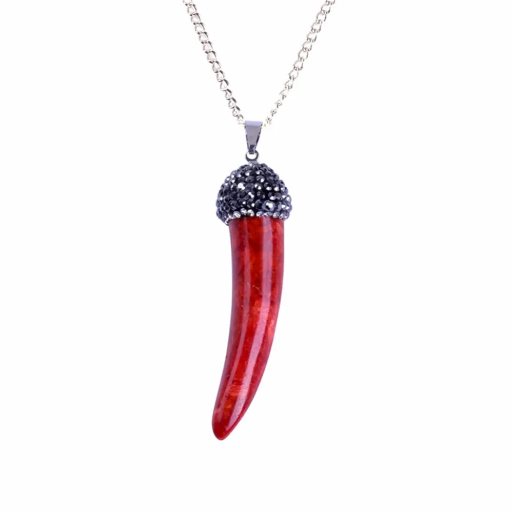 

Charm Paved Rhinestone Red Chili Stone Pendant Necklace&Choker Trinket Fashion Stone Pendant Necklace Women Jewelry