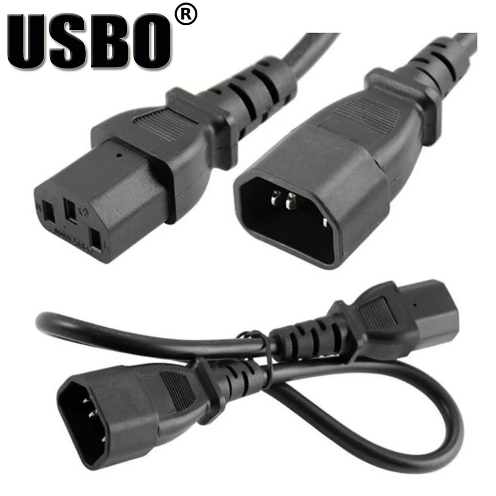 Black 1.0M C13 TO C14 transfer extension power cable male to female UPS