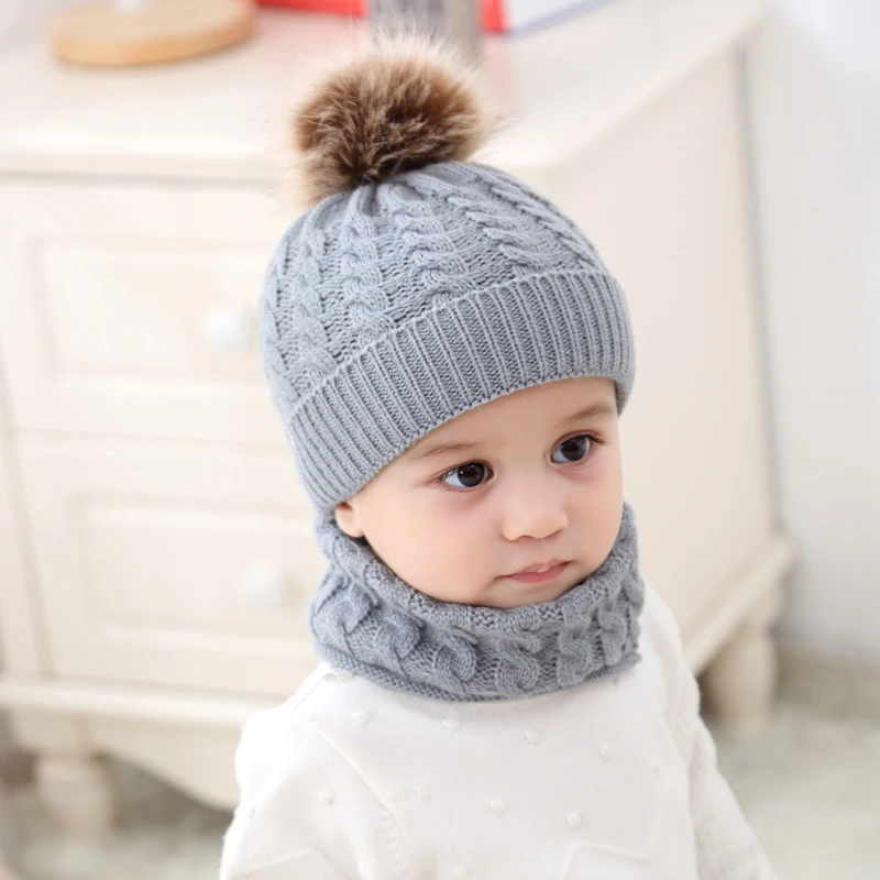 Chapeau tricoté pour bébés garçons | Chapeau d'hiver pour filles, bonnet chaud, casquette + écharpe pour tout-petits, nouveau 2018