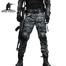 Mege 12 camuflagem cor tático roupas exército de combate uniforme, calças militares com joelheiras, airsoft paintball roupas