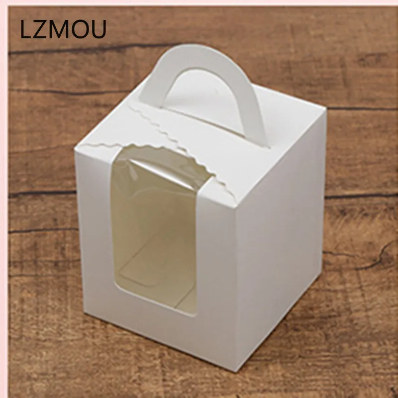 

3PCS DIY Paper Box with Window White Paper Gift Box Cookie Dragee Packaging for Wedding Home Party Paper Gift Bags with Handles