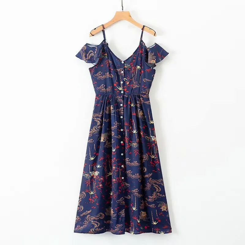 

XD40-2287 European and American Fashion Lotus Leaf Hanging Dress