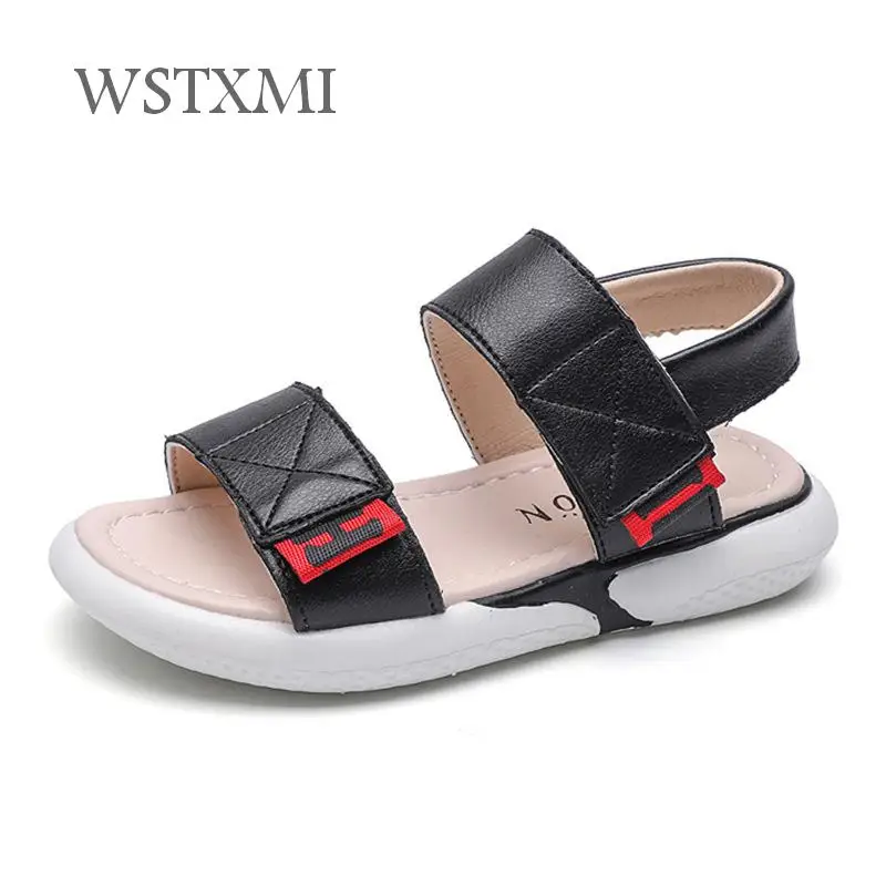 

Summer Kids Sandals for Boys Girls Beach Shoes Children Sports White Soft Leather Sandals Fashion Non-slip Student Casual Shoes