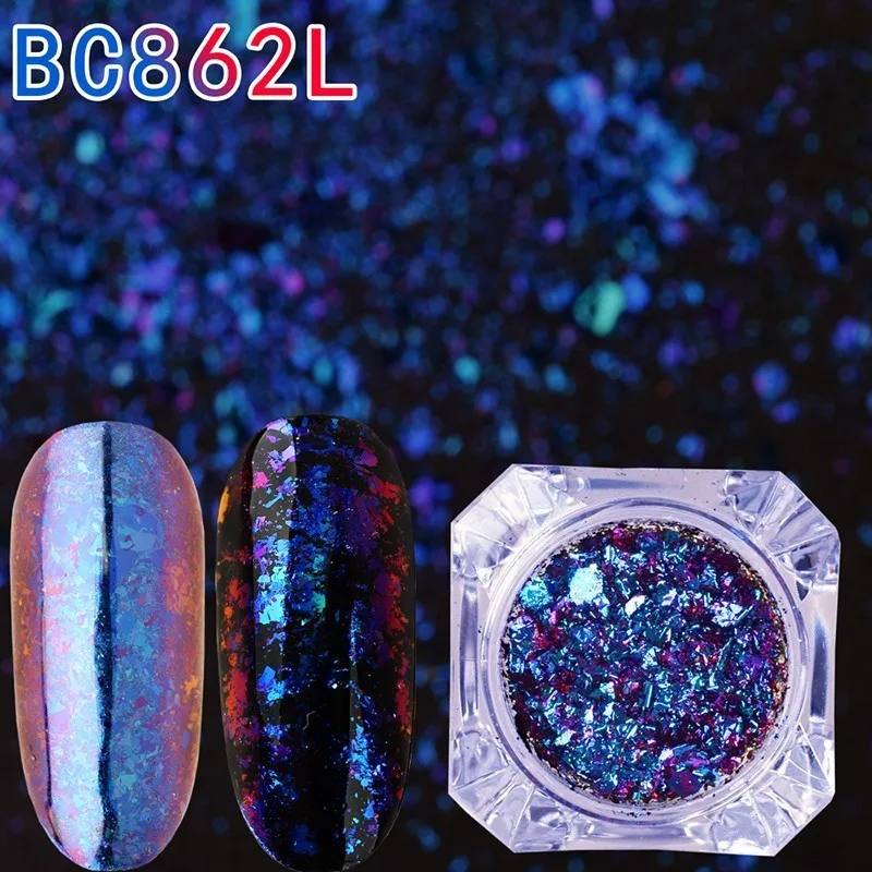 BEAUTYBIGBANG блеск для ногтей порошок эффект чешуйки блестки зеркало хром пигмент Блестки для ногтей Хамелеон дизайн ногтей - Цвет: 7A