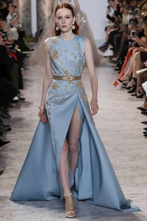 2017 Appliques Elie Saab Robes De Soir e Longues Avec Ceinture Sexy 