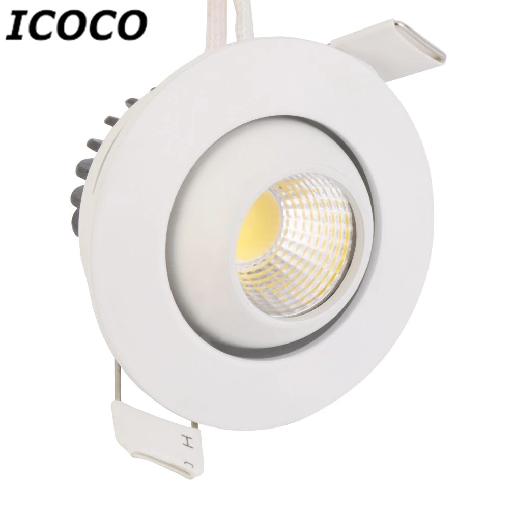 

ICOCO COB 3W Focos Refletor LED Techo Spot Light Reflector LED Spotlight eco watt 30 Degree Rotate LED Recessed Downlight